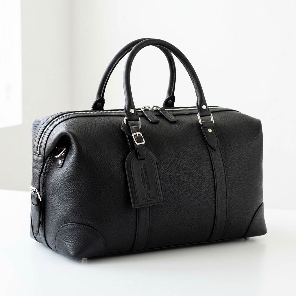 SAC DE VOYAGE CUIR NOIR WEEKENDER